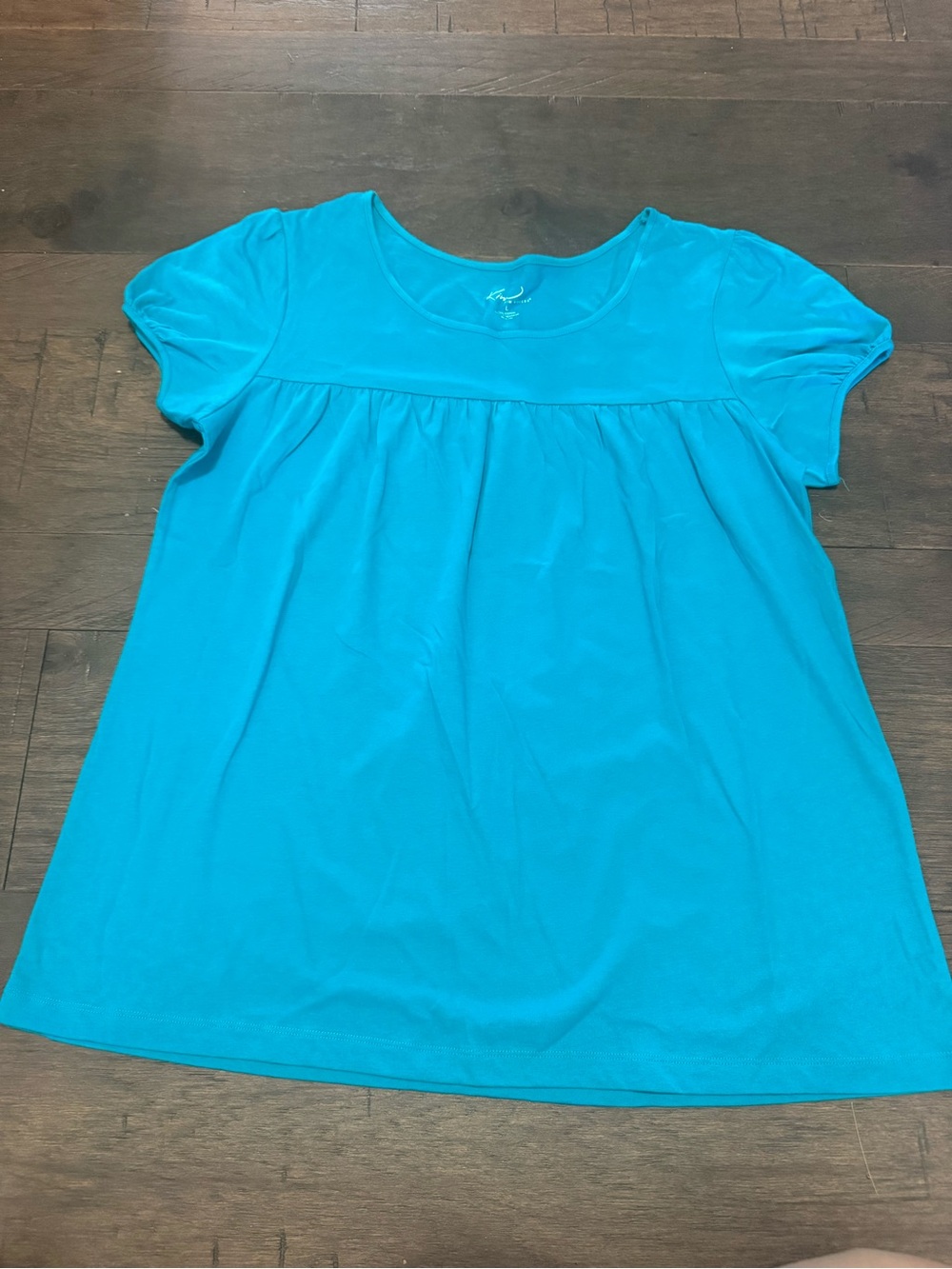 Kim Rogers Teal Short-Sleeve Peasant Top